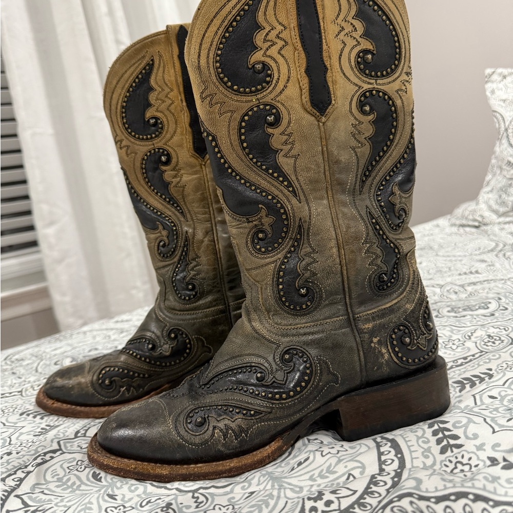 Lucchese Ombré Pearl Goat Square Toe Cowboy Boots